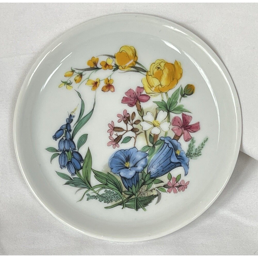 Vintage Schwarzenhammer Bavaria Germany Porcelain Floral 3.75" Trinket Ring Dish